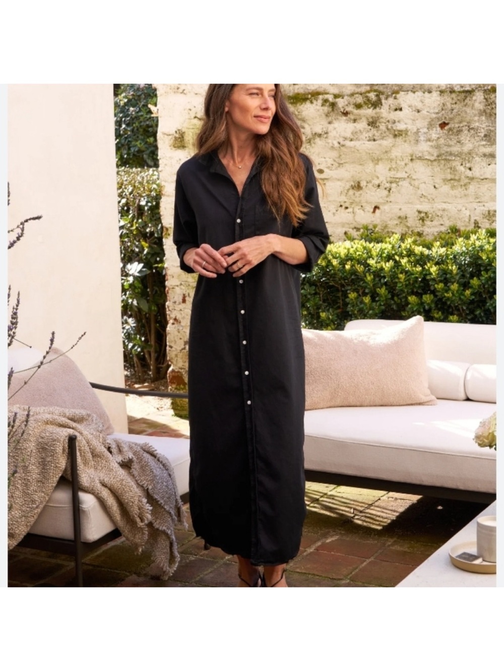 Frank & Eileen Black Rory 100% organic cotton button down dress size XL